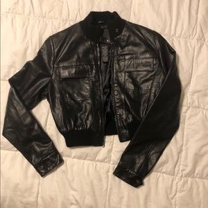 Guess Genuine Leather Bomber Jacket